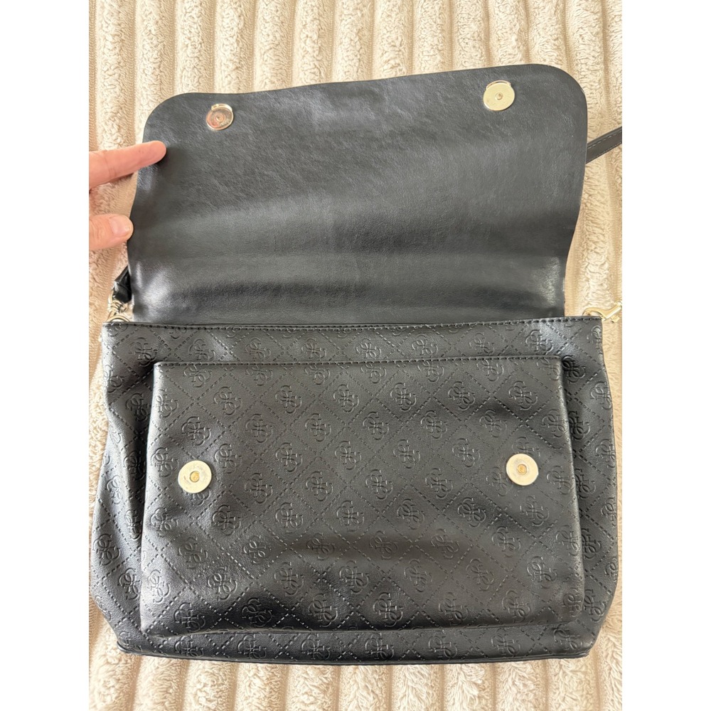 Guess 1981 Black Monogram Embossed Crossbody Bag … - image 3